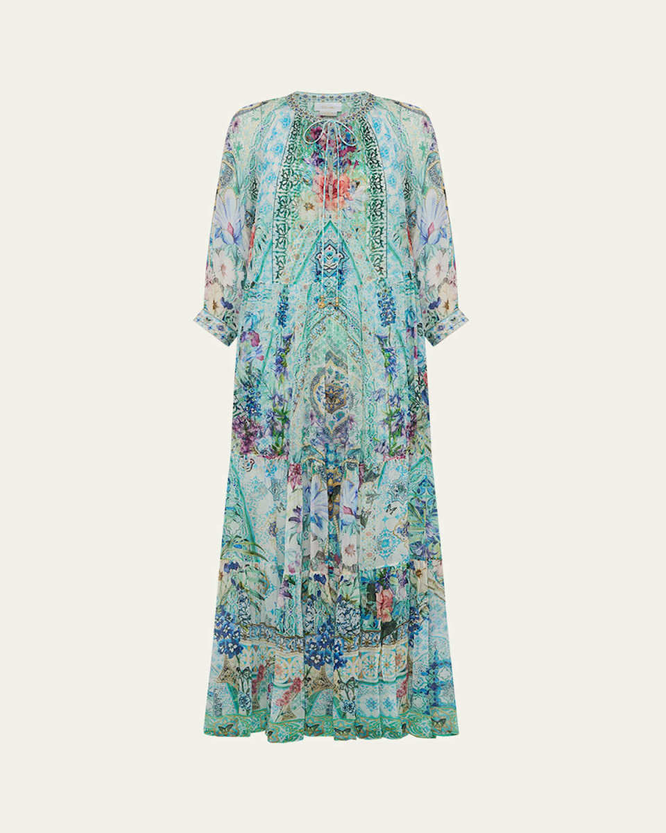 Sunrise in Sintra Long Gathered Panel Dress